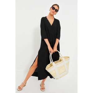 Pomander Place Tuckernuck Black Carolina Caftan Dress Maxi Size S